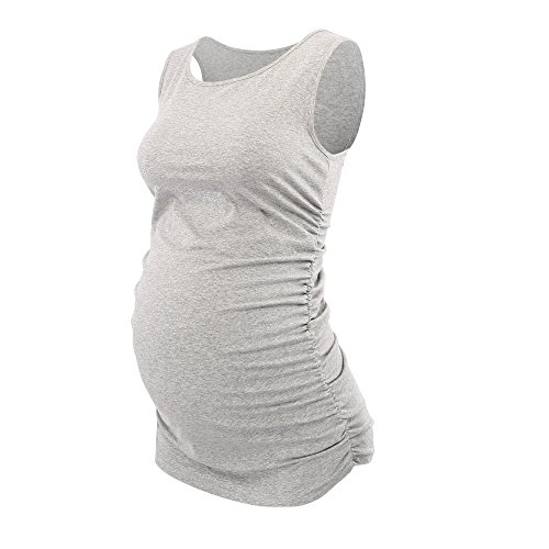 ZUMIY Schwangere Top, Maternity-Shirt Schwangerschaft Stilltop, Frauen Baumwoll Rundhals Rüschen Taille Mutterschaft Unterwäsche von ZUMIY