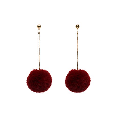 Butterme Frauen Mode Pom Pom Ball Quasten Drop baumeln lange Gold Chain Link baumelnden Ohrring Ohr Drop von ZUMUii