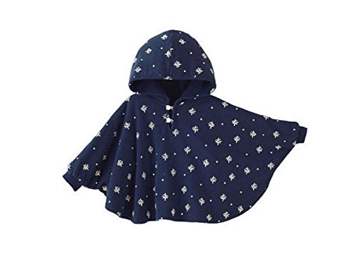 ZUMUii Butterme Netter Baby Winter warme Beiderseitige Wear Kapuze Cape Umhang Poncho Mantel für Kinder Kleinkind Baby Mädchen Jungen, Dunkelblau, 0-12 Monat von ZUMUii