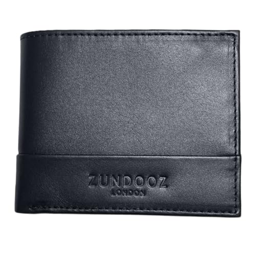 ZUNDOOZ Wallet Ipswich Herren Leder Trifold Slim Wallet - PassCase mit Platz für Karten, Münzfach, Schwarz , 11 x 9 x 1cm (Bifold), Zeitgenössisch mit klassischen Elementen von ZUNDOOZ