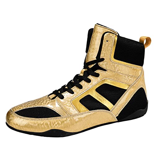 ZUNKY Boxschuhe Für Männer Deep Squat Wrestling -Turnschuhe Combat Boxers Trainer Atmungsaktive Fitnessstiefel,Gold,42 EU von ZUNKY