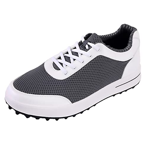 ZUNKY Herren Golfschuhe Mesh Atmungsaktives Lässige Spikelosen -Turnschuhe Weit Passende Große Größe,Gray b,44 EU von ZUNKY