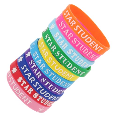 ZUNOXAZ 10stücke Bunte Stern-anerkennungsarmbänder Motivationsarmbänder Aus Weichem Silikon Für Schüler Ausgefallene Tierform-armreifen Sternerkennung Im Klassenzimmer von ZUNOXAZ