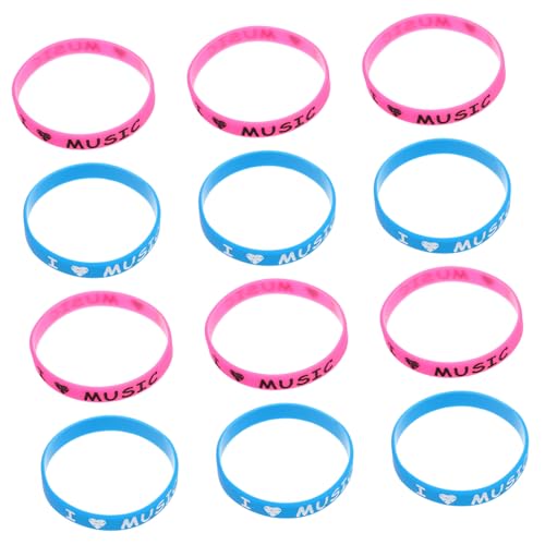 ZUNOXAZ 12 Stück Teiliges I Love Music Farbenfrohe Eingelassene Hip hop stil Musik festival armbänder Vielseitig für Konzerte Elektronische Musik und Rock events Modisches Partyzubehör von ZUNOXAZ