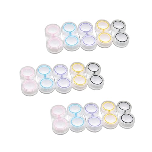 ZUNOXAZ 15 Stück Teiliges Transparentes Kontaktlinsen Organizer Auslaufsicherer Tragbarer Doppelbehälter in Gelb und Schwarz Kompakte Aufbewahrungsbox für Unterwegs und Reisen von ZUNOXAZ