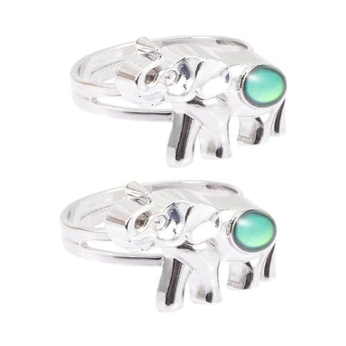 ZUNOXAZ 2 Stück Cartoon Fingerring aus Zinklegierung und Temperaturabhängiger Farbwechsel Verstellbarer Thermochrom Ring als und Party Accessoire von ZUNOXAZ