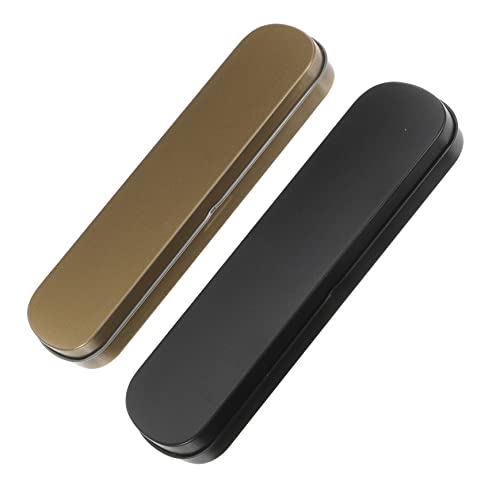 ZUNOXAZ 2 Stück Metall Federmäppchen mit Deckel Flache Dünne Stifteboxen aus Robustem Metall Vielseitiger Schreibwaren Organizer für Schüler Büro und Make Up Aufbewahrung Schwarz und Gold von ZUNOXAZ