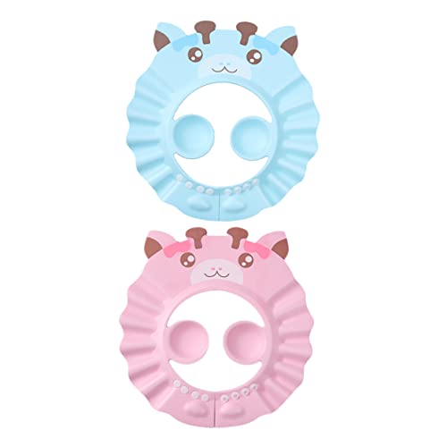 ZUNOXAZ 2 Stück Verstellbare Duschhauben Wasserdichtem Eva mit Ohrenschutz Schutz vor Shampoo und Wasser für Mädchen Blau und Rosa von ZUNOXAZ