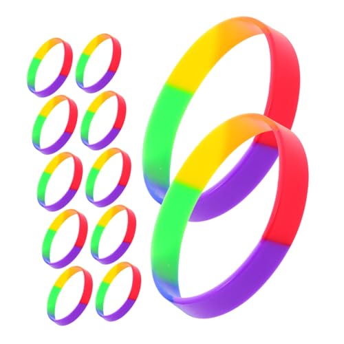 ZUNOXAZ 20 Stück Teiliges Bunte Silikon Gummiarmbänder Rainbow Design Passend für Erwachsene Pride Party Zubehör und Feierlichkeiten von ZUNOXAZ