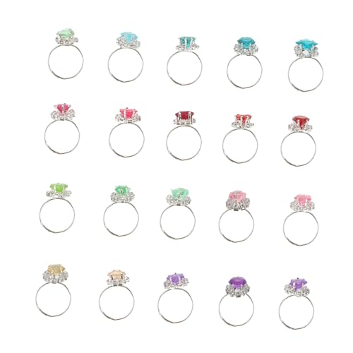 ZUNOXAZ 20 Stück Teiliges Schmuck Spielringe Bunte Fingerringe Verschiedene Designs Für Mädchen Verstellbar Hautfreundlich Zufällige Farbe Zufällige Farbe von ZUNOXAZ