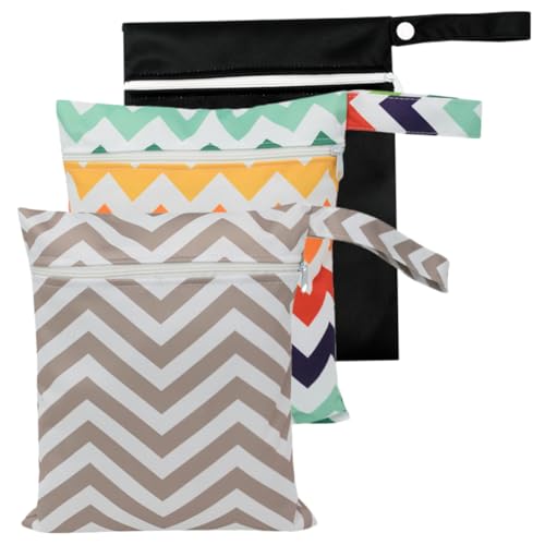 ZUNOXAZ 3 Stück Teiliges Wickeltaschen mit Reißverschluss Wasserdichte Windel Aufbewahrungstaschen aus Strapazierfähigem Vielseitige Organizer Beutel für Nasse und Trockene Windeln von ZUNOXAZ