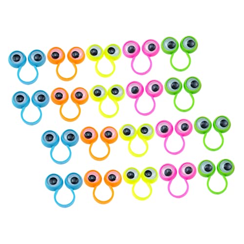 ZUNOXAZ 30 Stück Teiliges Augen Fingerpuppen Ringe aus Kunststoff Drehbar Leicht und Sicher Lustiges Kinderspielzeug für Kindergeburtstage Fördert Farberkennung und Motorische Fähigkeiten von ZUNOXAZ