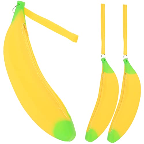 ZUNOXAZ Silikon Bleistift Tasche Im Bananenformat 3 Stück Große Kapazität Niedliches Design Federmäppchen Für Schule Und Büro Geeignet Für Kinder Und Erwachsene von ZUNOXAZ