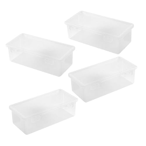 ZUNOXAZ 4 Stück Große Stapelbare Transparente Aufbewahrungsbox für Schreibwaren Teiliges mit Schnappverschluss Kunststoff Organizer für Stifte Marker Büro und Schule von ZUNOXAZ