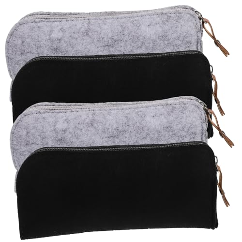 ZUNOXAZ 4 Stück Großes Filz Etui mit Reißverschluss Leichtes Verschleißfestes Federmäppchen für Schüler und Reisen Vielseitige Stifttasche für Schule Kosmetik und Alltag und Handlich von ZUNOXAZ