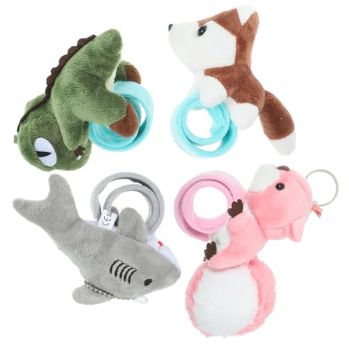 ZUNOXAZ 4 Stück Teiliges Kuscheltier Snap Armband mit Plüsch Tiermotiven Weiche Slap Bracelets für Strapazierfähiges Leichtes Material als Partygeschenk und Geburtstagszubehör von ZUNOXAZ
