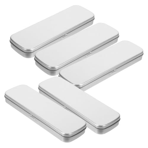 ZUNOXAZ 5 Stück Teiliges Metallstiftebox Rechteckige Einlagige Federmäppchen aus Mattem Eisengeschirr für Schüler für Bleistifte Radiergummi und Schulbedarf Silber von ZUNOXAZ