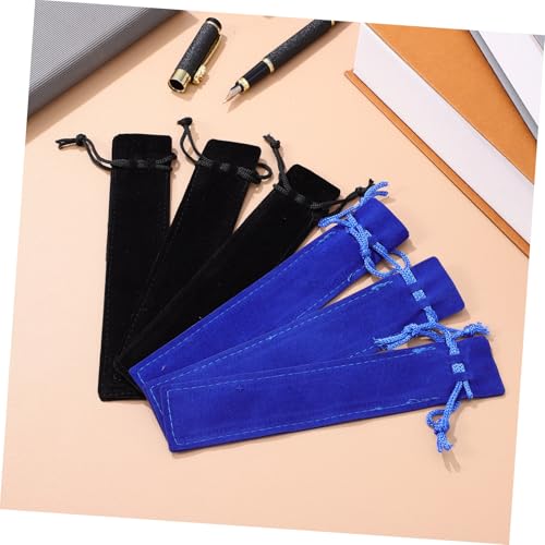 ZUNOXAZ 50 Stück Teiliges Kordelzug stiftbeutel aus Weichem Kleine Stifttaschen mit Kratzfestem Schutz Leichte und Tragbare Federmäppchen für Schule Büro und Reisen Blau Schwarz von ZUNOXAZ