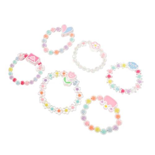 ZUNOXAZ 6 Stück Teiliges Elastisches Kinderarmband mit Bunten Perlen Niedliche Schmuckstücke für Mädchen Dehnbar Modisch Robust als Geschenk für Kleine Mädchen von ZUNOXAZ