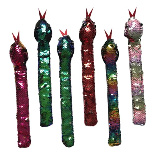ZUNOXAZ 6 Stück Teiliges Slap Armband für Bunte Pailletten Schlangen Wickelarmbänder aus Kunstleder Sicher und Langlebig für Kindergeburtstag Party und Alltag Farblich Zufällige Farbe von ZUNOXAZ