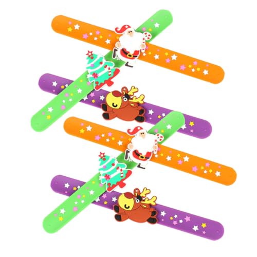 ZUNOXAZ 6 Stück Weihnachts Schnapparmbänder aus Silikon Lustige Elastische Armbänder für Erwachsene Niedliche Xmas Party Deko und Mitgebsel von ZUNOXAZ