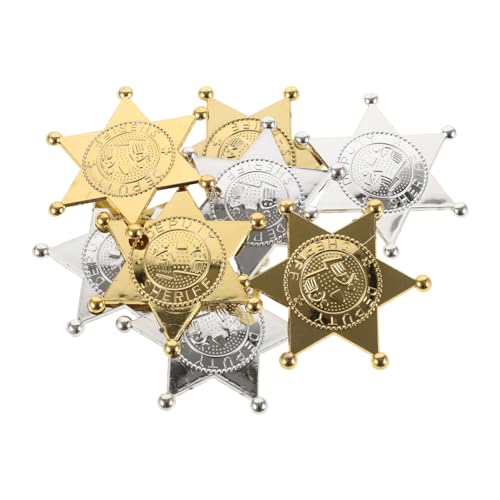 ZUNOXAZ 8 Stück Teiliges Polizeimarken aus Leichtem Kunststoff Gold und Silberfarbene Anstecknadeln Party Cosplay Accessoire für Kostümzubehör Sicher und Langlebig für Mottopartys und von ZUNOXAZ