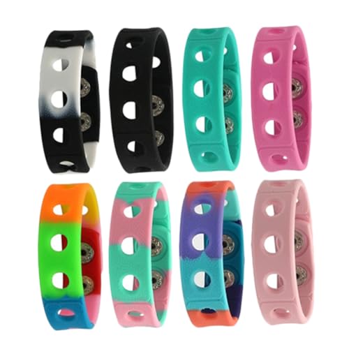 ZUNOXAZ 8 Stück Teiliges Silikonarmband Verstellbare Hautfreundliche Armbänder mit Löchern Elastische Party Festival wristbands für Events Sportliche und Modische Accessoires von ZUNOXAZ
