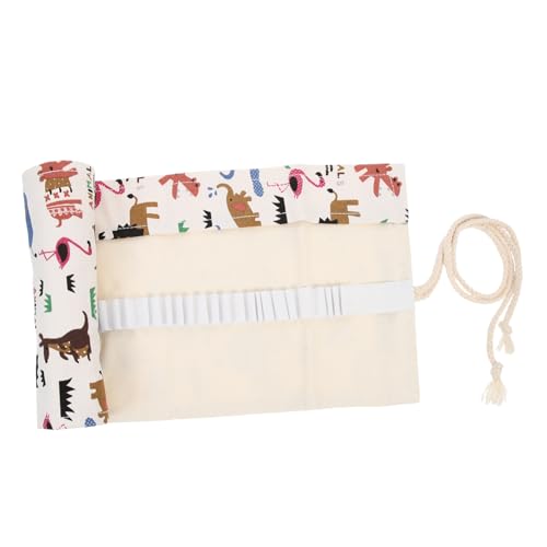 ZUNOXAZ Kreativer Titel Für Produkt Rollbare Stiftemappe Aus Canvas Mit Fächern Tiermotiv Für Kunstbedarf Und Schulmaterialien Praktische Aufbewahrung Für Bleistifte Und Pinsel von ZUNOXAZ