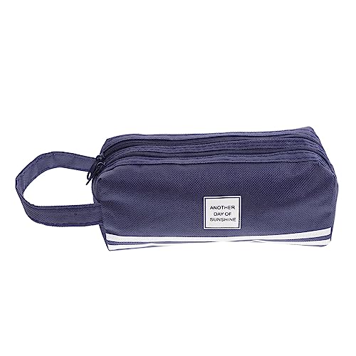 ZUNOXAZ Großes Doppellagiges Federmäppchen aus Oxford Geräumige Tragbare Stifttasche mit Reißverschluss Praktisches Schreibwarenetui für Schule Büro und Alltag Dunkelblau von ZUNOXAZ
