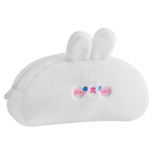 ZUNOXAZ Großes Plüsch Federmäppchen Weißes Kaninchen Weiches Tragbares Stifteetui mit Reißverschluss Kratzfeste Schreibwaren Aufbewahrung für Schüler Künstler und Outdoor Zeichnen von ZUNOXAZ