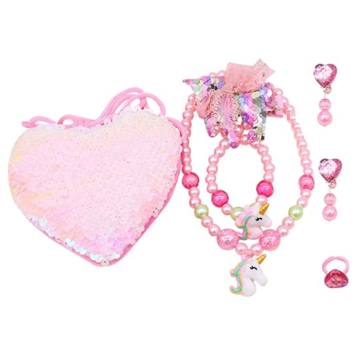 ZUNOXAZ Kinderschmuckset Einhorn Perlen Halskette Armband Dehnbar Mädchen Schmuckset Modisch Langlebig Bequem Ausziehen von ZUNOXAZ