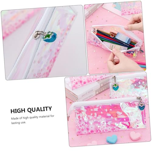 ZUNOXAZ Pailletten Federmäppchen Mädchen Pencil Case mit Großem Fassungsvermögen Transparenter Rosa Stiftetui aus Langlebigem Leichtes und Praktisches Schreibwaren Mäppchen für Schüler von ZUNOXAZ