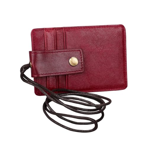 ZUNOXAZ RFID Leder Ausweis Halter im Hang Style Praktische Reisepass und Dokumentenmappe Rot für Reisen Veranstaltungen Schule und Outdoor Aktivitäten von ZUNOXAZ