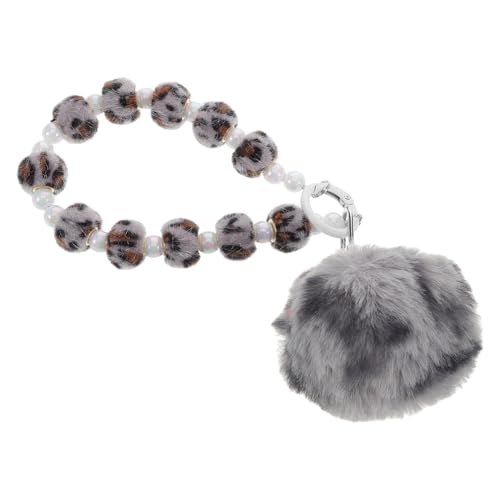 ZUNOXAZ Schlüsselanhänger Mit Plüschkugelanhänger Leopardmuster Schlüsselanhänger Armband Aus Flauschigem Material Schlüsselhalter Für Damen von ZUNOXAZ