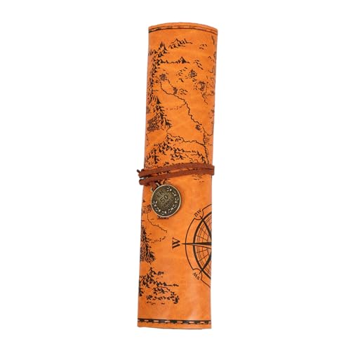 ZUNOXAZ Vintage Roll Up Mäppchen aus Canvas und Leder Großes Federmäppchen für Mädchen Gerollte Stifttasche Tragbare Stifteaufbewahrung Robustes Schreibwarenetui für Buntstifte und Pinsel von ZUNOXAZ