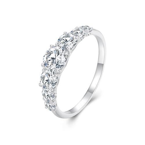 ZUOHUI 0,5 Karat herzförmiger Moissanit-Ring aus 925er Sterlingsilber – Ehering/Verlobungsring for Frauen | Funkelndes Geschenk for Jahrestag oder Heiratsantrag (Größen 6–10)(10) von ZUOHUI