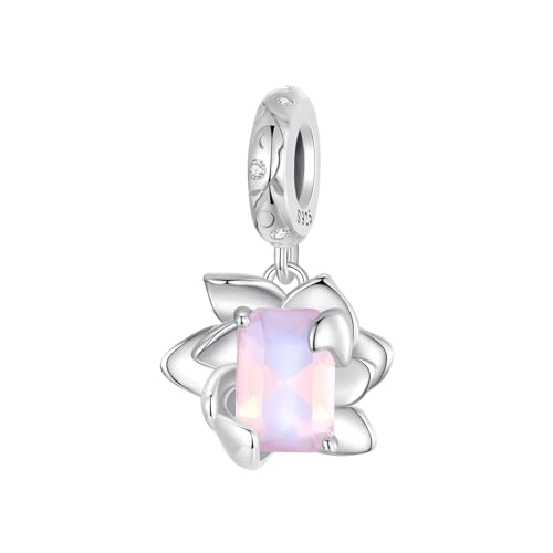 ZUOHUI 925 Sterling Silber 3D-Blumenknospe, rosa Lotus-Charms, baumelnde Perle for Pandora-Armband-Halsketten for Damen-Geburtstagsgeschenke, Original SCC2730 von ZUOHUI