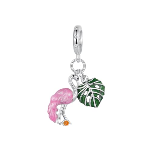 ZUOHUI 925 Sterling Silber Natur Tiere Flamingo Charms Baumeln Perle for Pandora Armband Halsketten for Damen Geburtstagsgeschenke Original SCC2830 von ZUOHUI