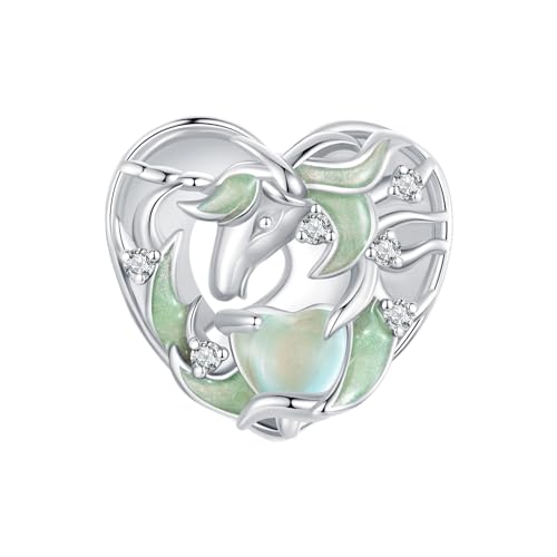 ZUOHUI 925 Sterling Silber Oasis Love Einhorn-Charms, baumelnde Perle for Pandora-Armband-Halsketten for Damen-Geburtstagsgeschenke, Original SCC2742 von ZUOHUI