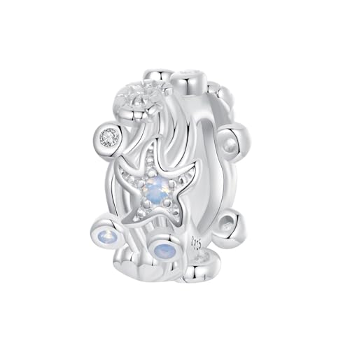 ZUOHUI 925 Sterling Silber Opal Blue Ocean Rubber Spacer Charms for Pandora-Armband-Halsketten for Damen-Geburtstagsgeschenke Original BSC1019 von ZUOHUI