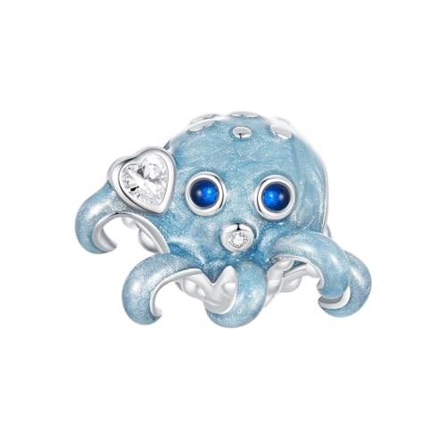 ZUOHUI 925 Sterling Silber Ozean-Stil Octopus Charms baumelnde Perle for Pandora-Armband-Halsketten for Damen-Geburtstagsgeschenke Original SCC2728 von ZUOHUI