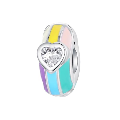 ZUOHUI 925 Sterling Silber Regenbogen Gummi Spacer Charms for Pandora Armband Halsketten for Damen Geburtstagsgeschenke Original SCC2782 von ZUOHUI