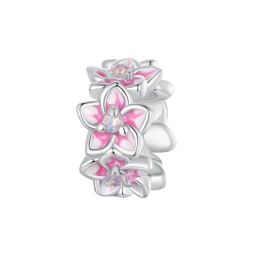 ZUOHUI 925 Sterling Silber Rosa Sakura Spacer Romantische und süße Charms baumelnde Perle for Pandora-Armband-Halsketten for Damen-Geburtstagsgeschenke Original SCC2818 von ZUOHUI