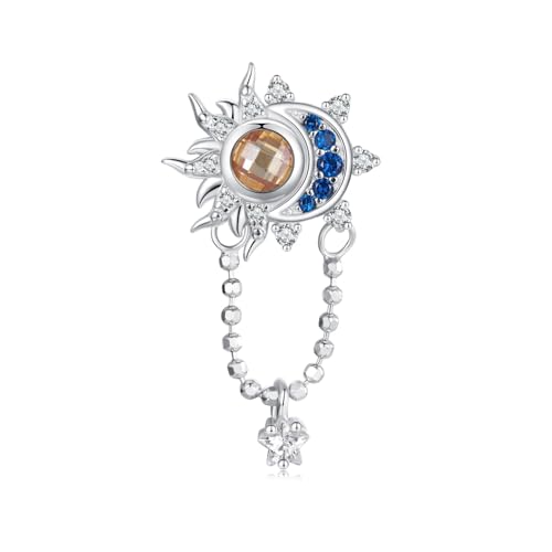 ZUOHUI 925 Sterling Silber Sonne und Mond Charms baumelnde Perle for Pandora-Armband-Halsketten for Damen-Geburtstagsgeschenke Original BSC994 von ZUOHUI