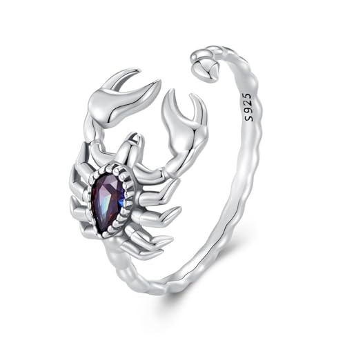 ZUOHUI Amazon UK-Angebot: Verstellbarer offener Vintage-Ring mit Sternzeichen for Damen, stapelbarer Ring aus 925er Sterlingsilber mit Sternbild-Designs for den Alltag und besondere Anlässe(SCR974) von ZUOHUI