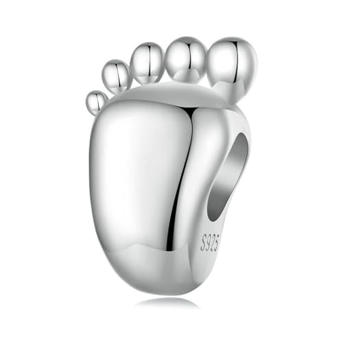 ZUOHUI Anpassbare Baby-Fußabdrücke-Charms aus 925er-Sterlingsilber, baumelnde Perle for Pandora-Armband-Halsketten for Damen-Geburtstagsgeschenke. Original von ZUOHUI