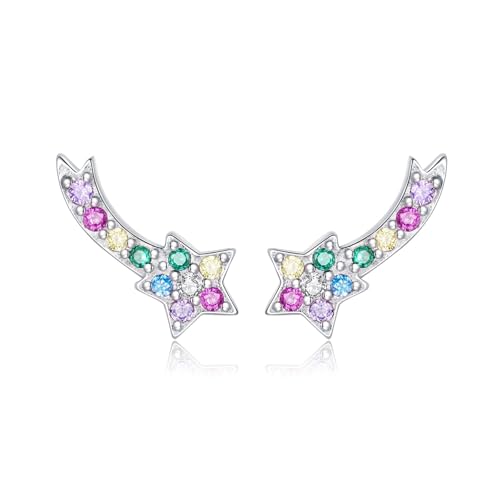ZUOHUI Bunte Sternschnuppen-Ohrstecker aus S925 Sterlingsilber for Damen, Glücksbringer-Ohrringe mit geometrischem Sterndesign for den Alltag, for Pendeln und for Partys ZUOHUI Bunte Sternschnuppen-Ohrstecker aus S925 Sterlingsilber for Damen, Glücksbringer-Ohrringe mit geometrischem Sterndesign for den Alltag, for Pendeln und for Partys von ZUOHUI