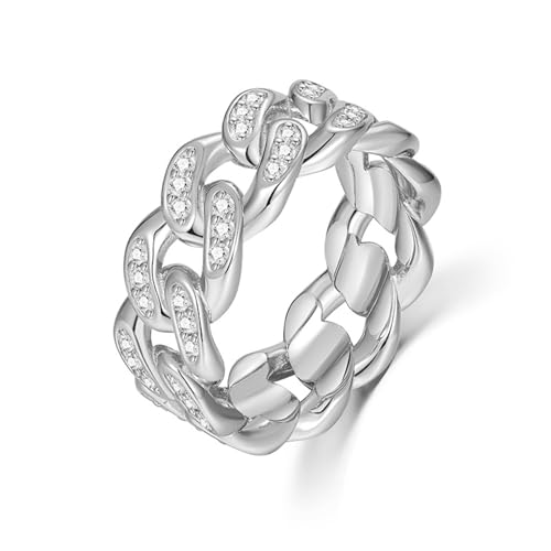 ZUOHUI Chain Dream Star Ring – 925er Sterlingsilber, 2 Karat Moissanit, Acht-Herzen- und Acht-Pfeil-Schliff – Unisex-Design for Eheringe, stapelbare Ringe und Jubiläumsgeschenke – Geeignet for Frauen von ZUOHUI