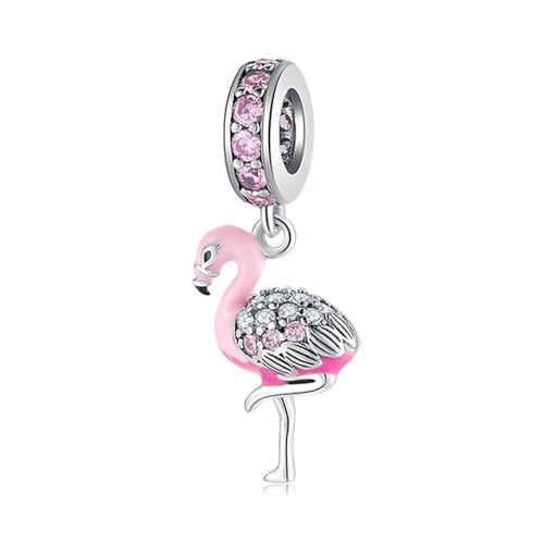 ZUOHUI Charm-Anhänger aus 925er Sterlingsilber mit Flamingo, Dinosaurier, Entlein und Tiermotiv – kompatibel mit Pandora-, Biagi-, Troll- und Chamilia-Armbändern – DIY-Schmuckgeschenk for Schlüsselanh von ZUOHUI
