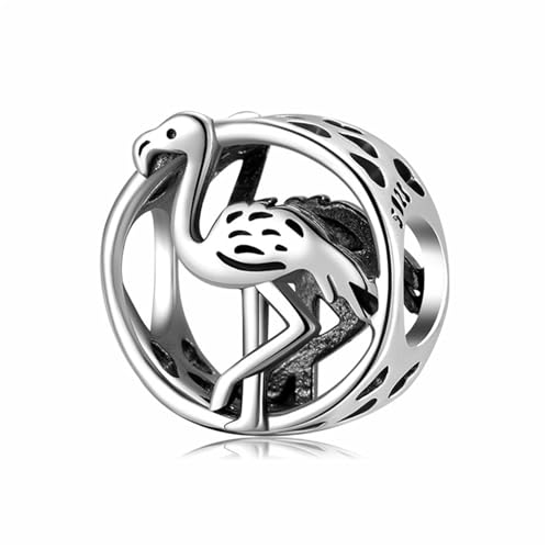 ZUOHUI Charm-Anhänger aus 925er Sterlingsilber mit Flamingo, Dinosaurier, Entlein und Tiermotiv – kompatibel mit Pandora-, Biagi-, Troll- und Chamilia-Armbändern – DIY-Schmuckgeschenk for Schlüsselanh von ZUOHUI